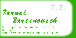 kornel martinovich business card